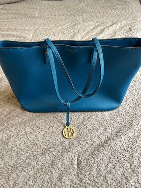 Henri Bendel West 57th Schoolbag Tote - Teal Saffiano Leather